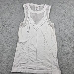Athleta Womens Small White Mesh Inset Pointelle Seamless Tank Top Activewear